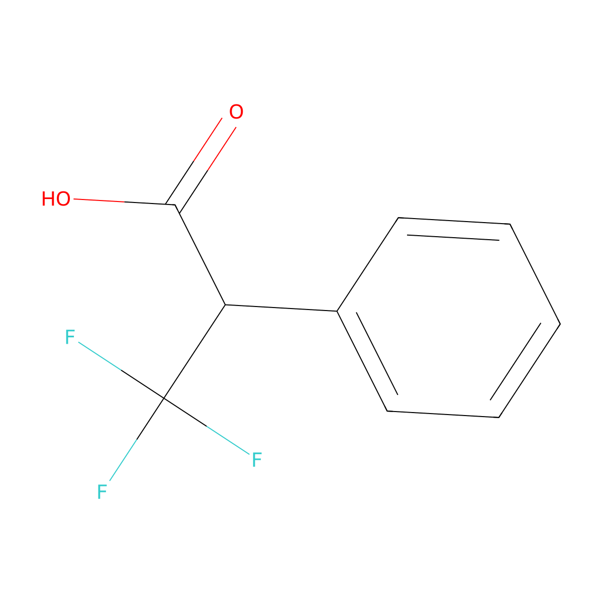3,3,3-Trifluoro-2-phenylpropanoic acid molecular structure, CAS 56539-85-6