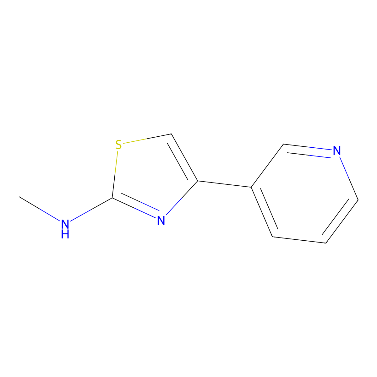 N-methyl-4-(pyridin-3-yl)-1,3-thiazol-2-amine molecular structure, CAS 56541-06-1