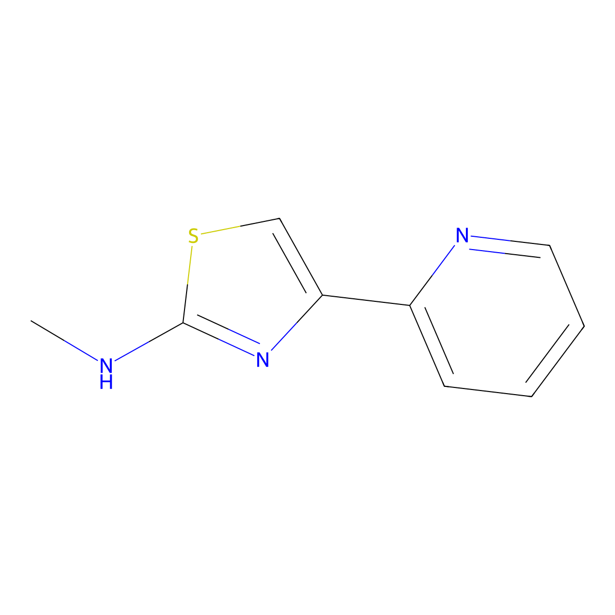 N-methyl-4-(pyridin-2-yl)-1,3-thiazol-2-amine molecular structure, CAS 56541-21-0