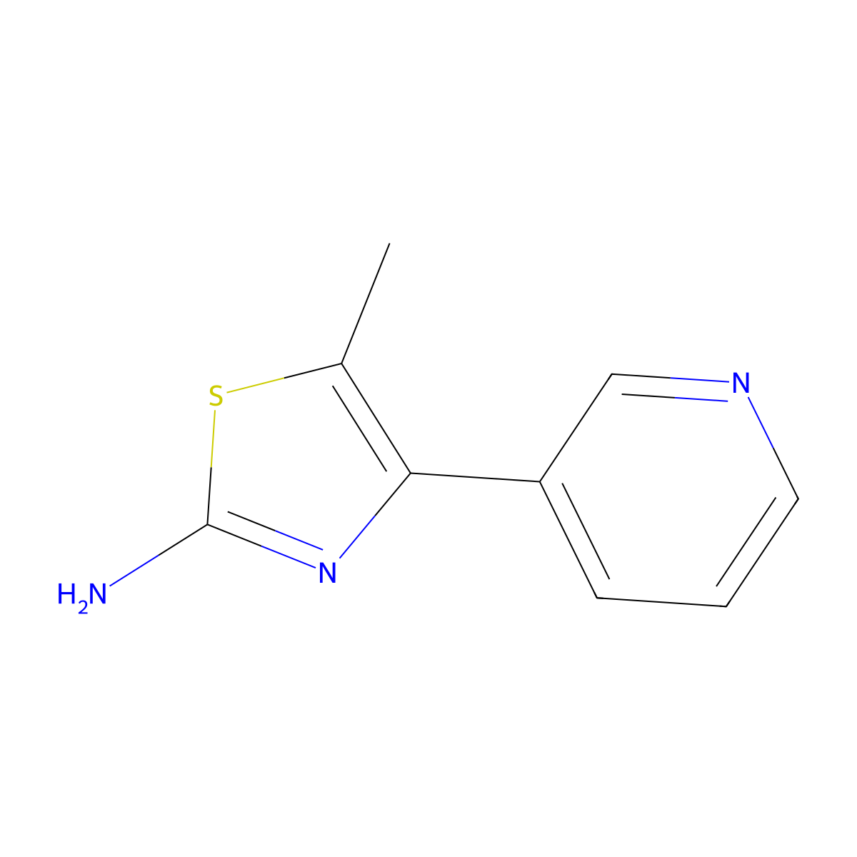 5-Methyl-4-(pyridin-3-yl)-1,3-thiazol-2-amine molecular structure, CAS 56541-26-5