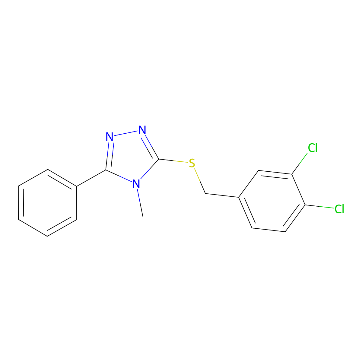 3-[(3,4-Dichlorophenyl)methylsulfanyl]-4-methyl-5-phenyl-1,2,4-triazole molecular structure, CAS 565413-67-4