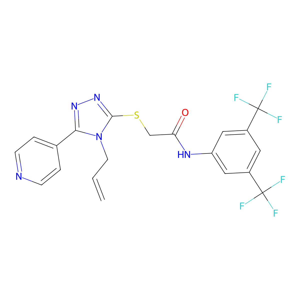 N-[3,5-bis(trifluoromethyl)phenyl]-2-{[4-(prop-2-en-1-yl)-5-(pyridin-4-yl)-4H-1,2,4-triazol-3-yl]sulfanyl}acetamide molecular structure, CAS 565427-95-4