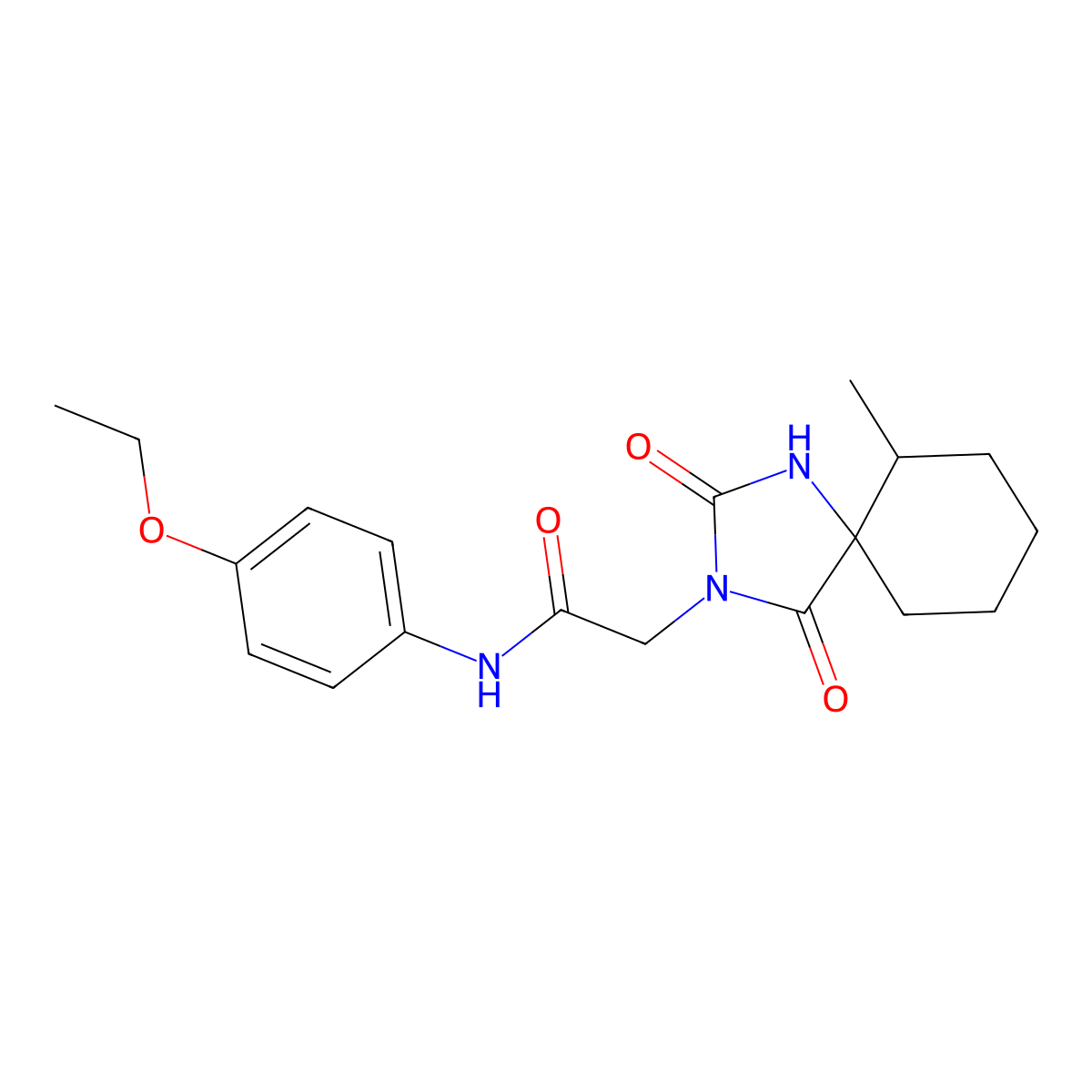 N-(4-ethoxyphenyl)-2-{6-methyl-2,4-dioxo-1,3-diazaspiro[4.5]decan-3-yl}acetamide molecular structure, CAS 565438-10-0