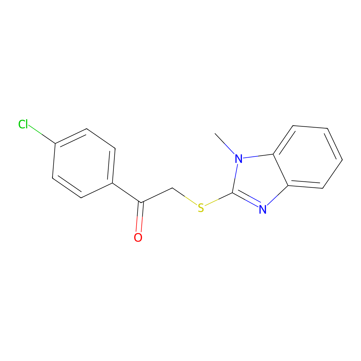 1-(4-Chlorophenyl)-2-(1-methylbenzimidazol-2-yl)sulfanylethanone molecular structure, CAS 565443-35-8