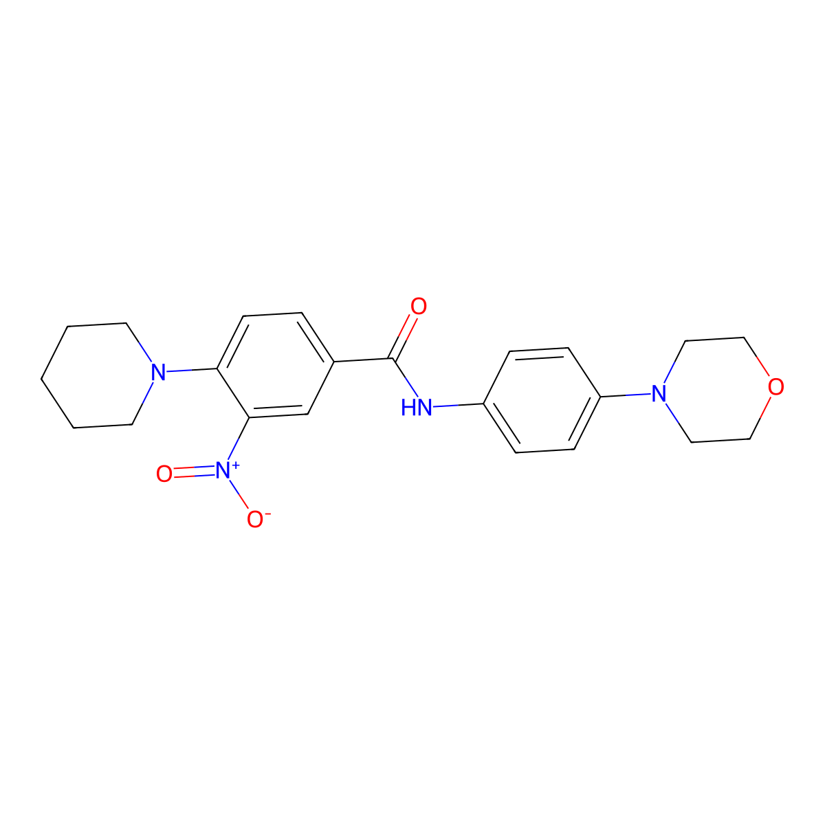 N-(4-morpholin-4-ylphenyl)-3-nitro-4-piperidin-1-ylbenzamide molecular structure, CAS 565444-20-4