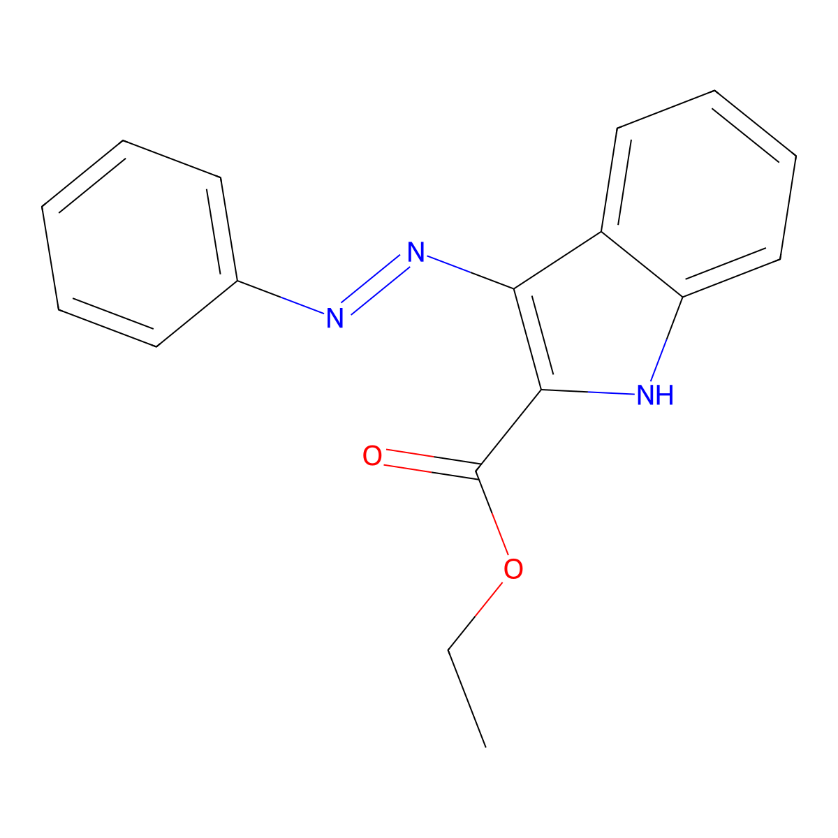 Ethyl 3-(2-phenylhydrazinylidene)-3H-indole-2-carboxylate molecular structure, CAS 56545-49-4