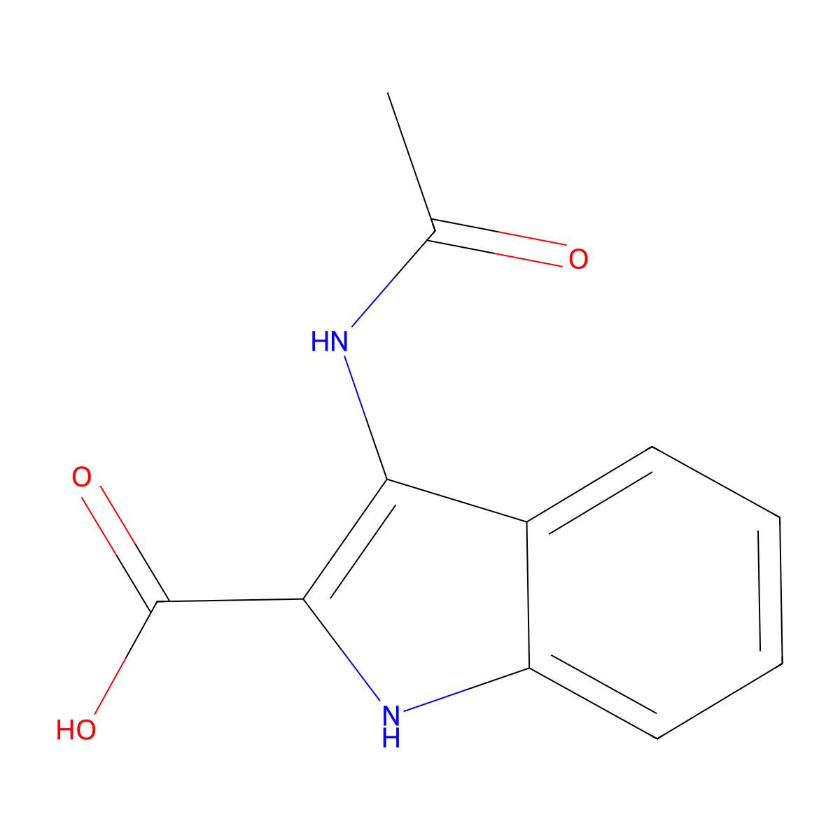3-Acetylamino-1H-indole-2-carboxylic acid molecular structure, CAS 56545-53-0