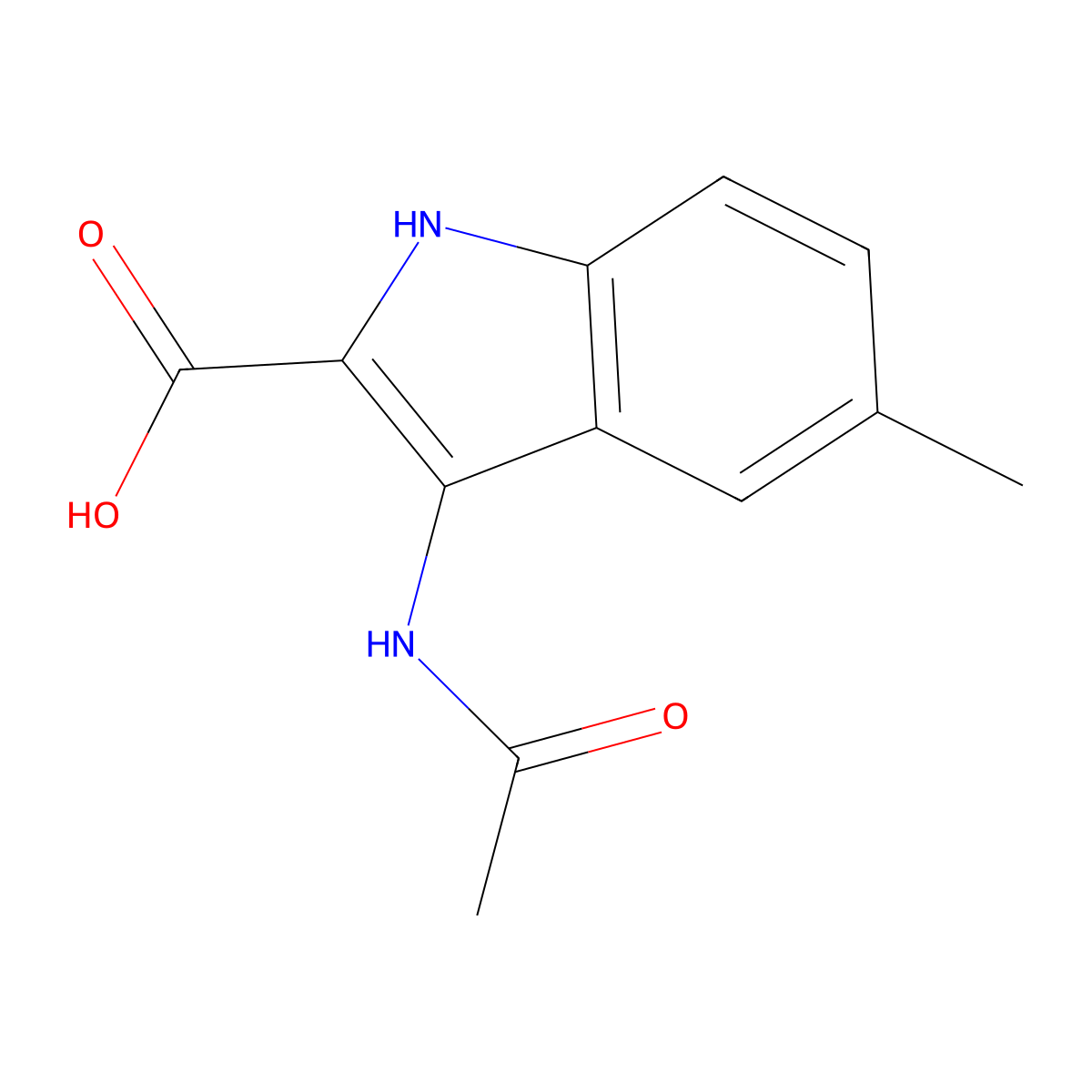 3-Acetylamino-5-methyl-1H-indole-2-carboxylic acid molecular structure, CAS 56545-54-1