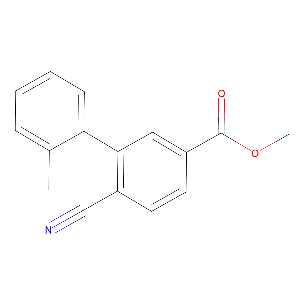 Methyl 6-cyano-2'-methyl[1,1'-biphenyl]-3-carboxylate molecular structure, CAS 565451-70-9
