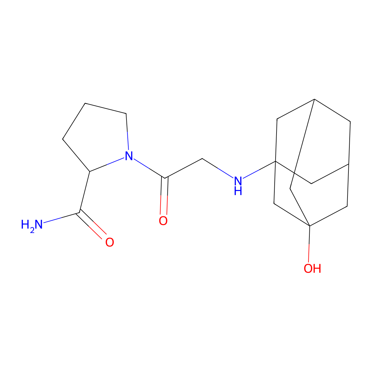 N-(3-Hydroxytricyclo[3.3.1.13,7]dec-1-yl)glycyl-L-prolinamide molecular structure, CAS 565453-39-6