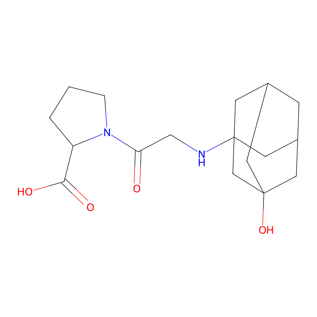 L-Proline, N-(3-hydroxytricyclo(3.3.1.13,7)dec-1-yl)glycyl- molecular structure, CAS 565453-40-9