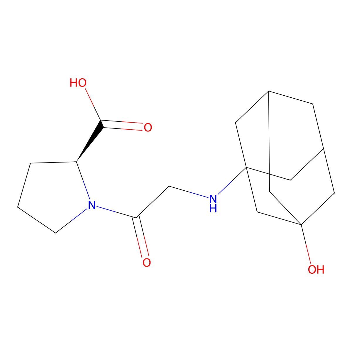 L-Proline, N-(3-hydroxytricyclo(3.3.1.13,7)dec-1-yl)glycyl- molecular structure, CAS 565453-40-9