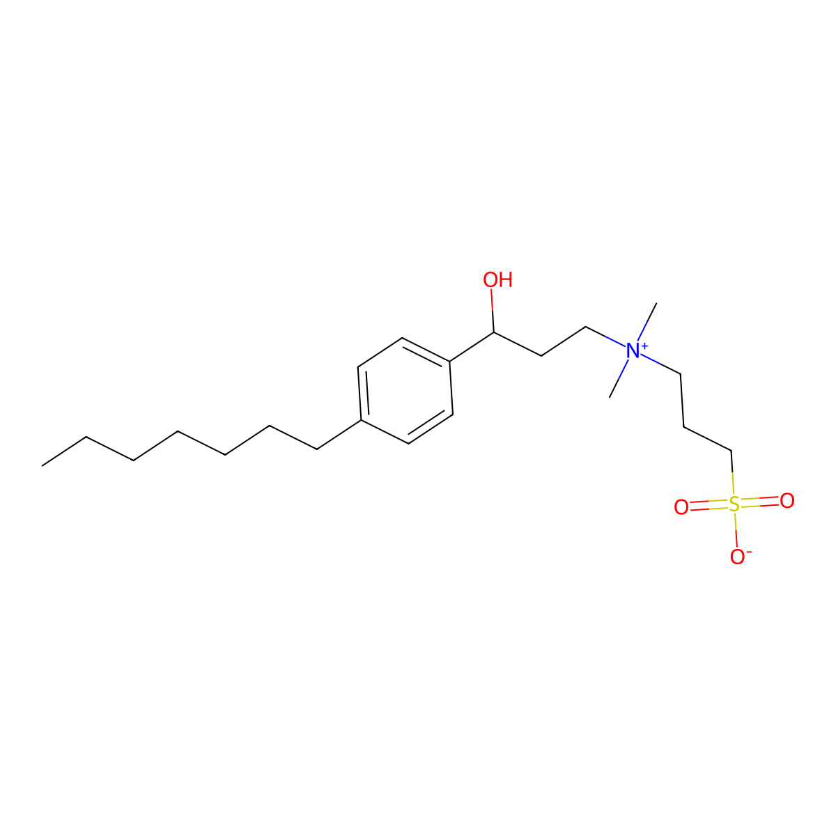 3-[[3-(4-Heptylphenyl)-3-hydroxypropyl]-dimethylazaniumyl]propane-1-sulfonate molecular structure, CAS 565454-39-9