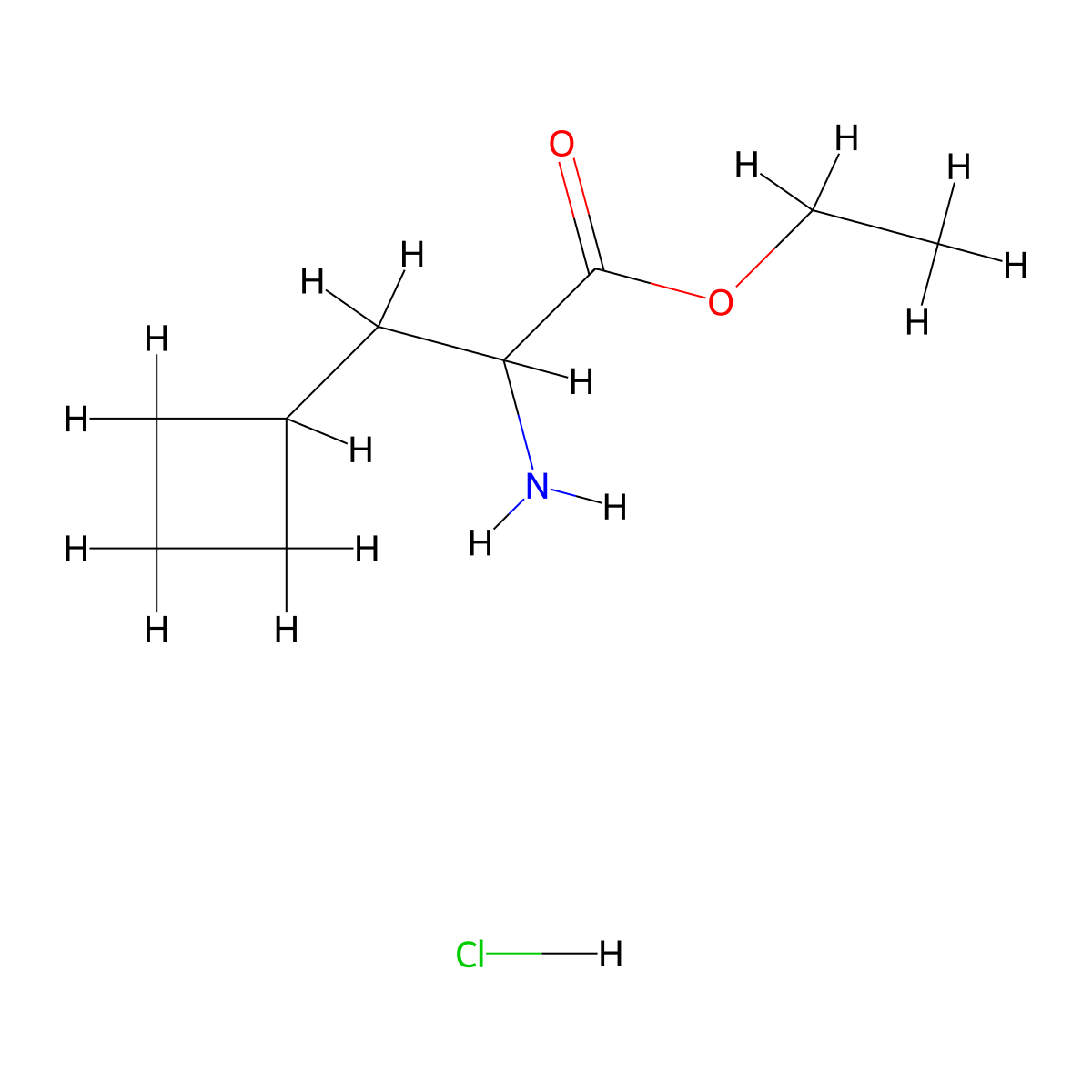 Ethyl 2-amino-3-cyclobutylpropanoate hydrochloride molecular structure, CAS 565456-74-8
