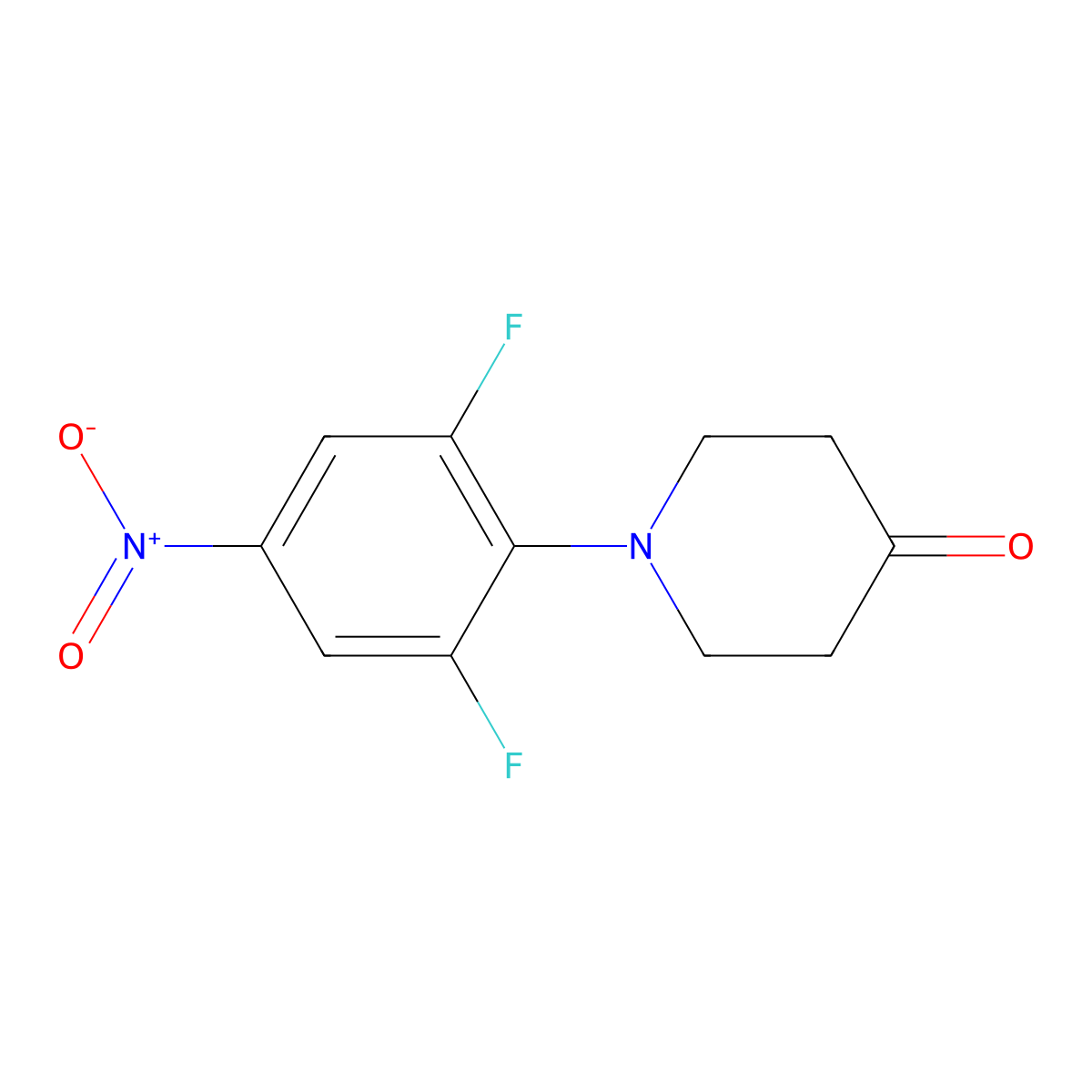 1-(2,6-Difluoro-4-nitrophenyl)piperidin-4-one molecular structure, CAS 565459-90-7