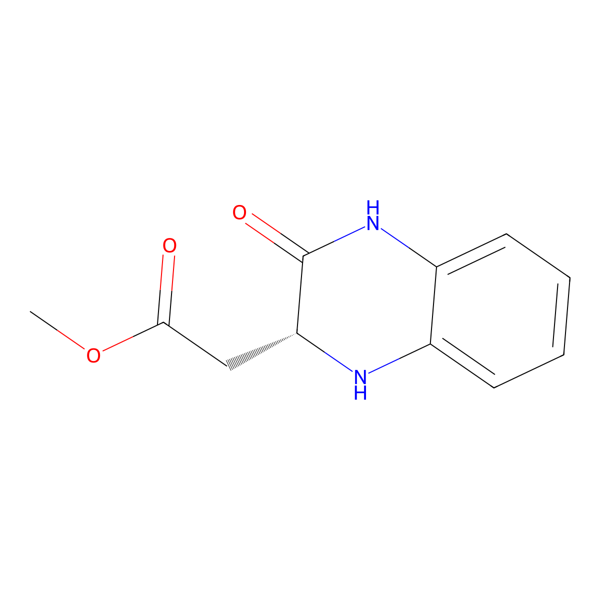 (R)-Methyl 2-(3-oxo-1,2,3,4-tetrahydroquinoxalin-2-yl)acetate molecular structure, CAS 565460-55-1