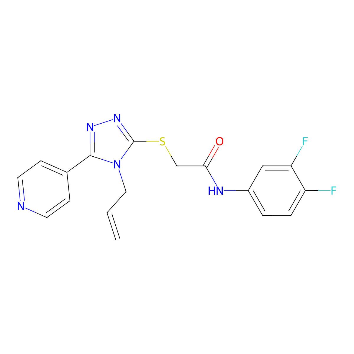 N-(3,4-difluorophenyl)-2-{[4-(prop-2-en-1-yl)-5-(pyridin-4-yl)-4H-1,2,4-triazol-3-yl]sulfanyl}acetamide molecular structure, CAS 565464-08-6