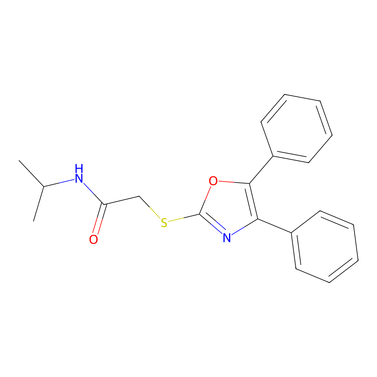 2-((4,5-Diphenyloxazol-2-yl)thio)-N-isopropylacetamide molecular structure, CAS 565466-26-4