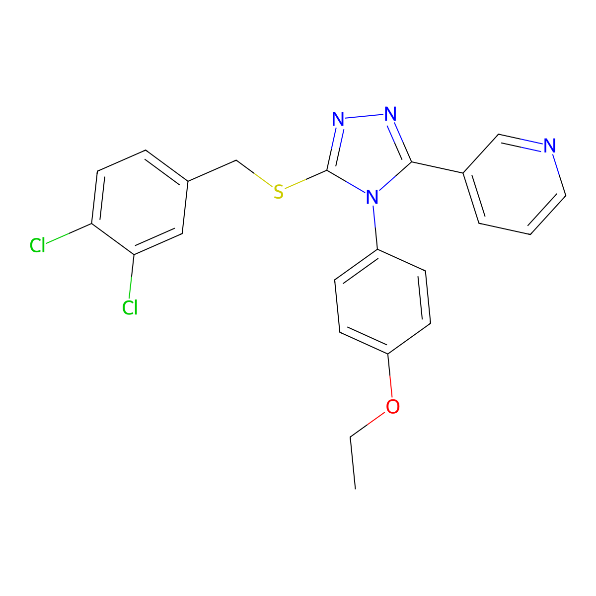 3-(5-((3,4-Dichlorobenzyl)thio)-4-(4-ethoxy-PH)-4H-1,2,4-triazol-3-YL)pyridine molecular structure, CAS 565466-73-1