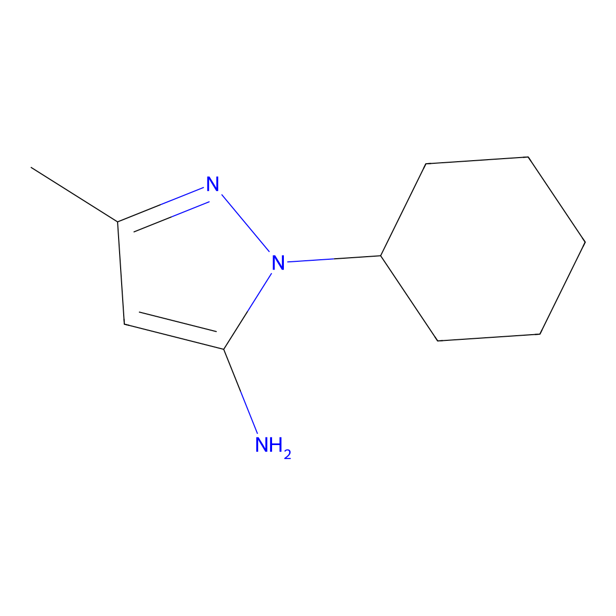 1-Cyclohexyl-3-methyl-1H-pyrazol-5-amine molecular structure, CAS 56547-82-1