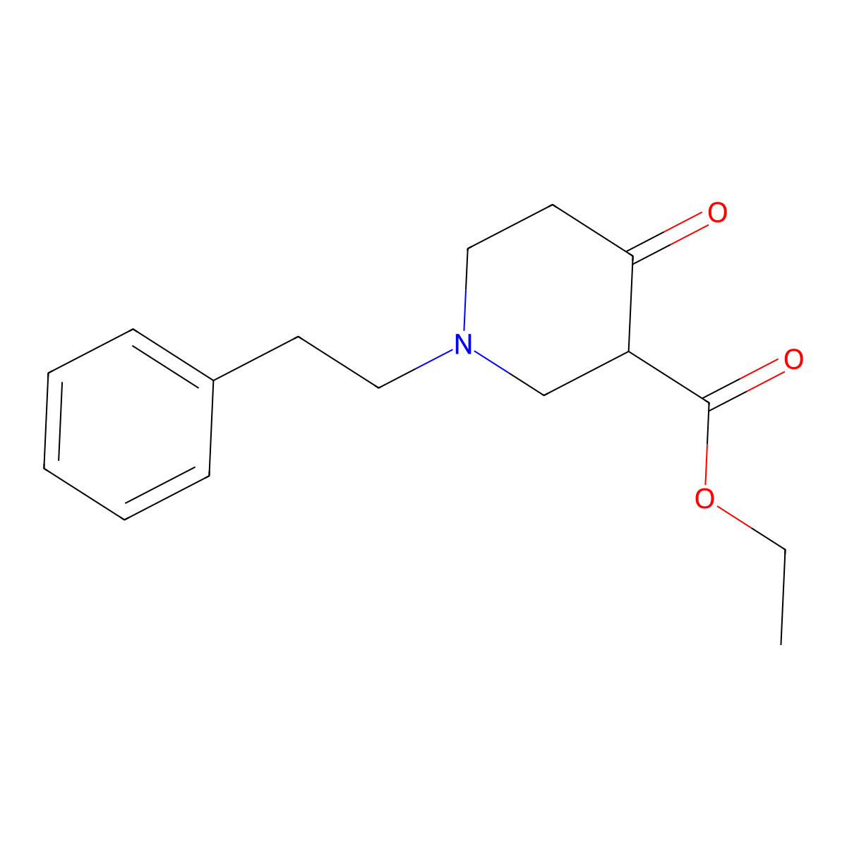 3-Piperidinecarboxylicacid, 4-oxo-1-(2-phenylethyl)-, ethyl ester molecular structure, CAS 56547-83-2