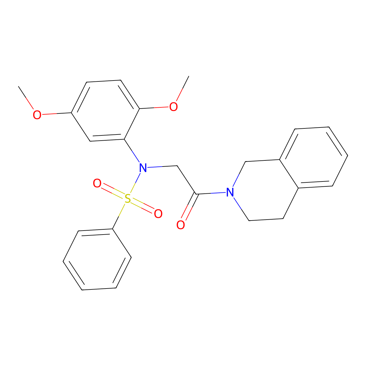 N-[2-(3,4-dihydroisoquinolin-2(1H)-yl)-2-oxoethyl]-N-(2,5-dimethoxyphenyl)benzenesulfonamide molecular structure, CAS 5655-37-8