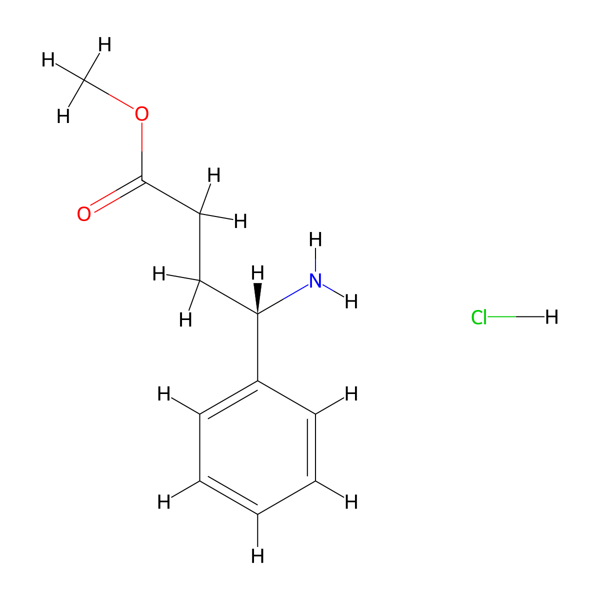 methyl (4S)-4-amino-4-phenylbutanoate hydrochloride molecular structure, CAS 56553-08-3