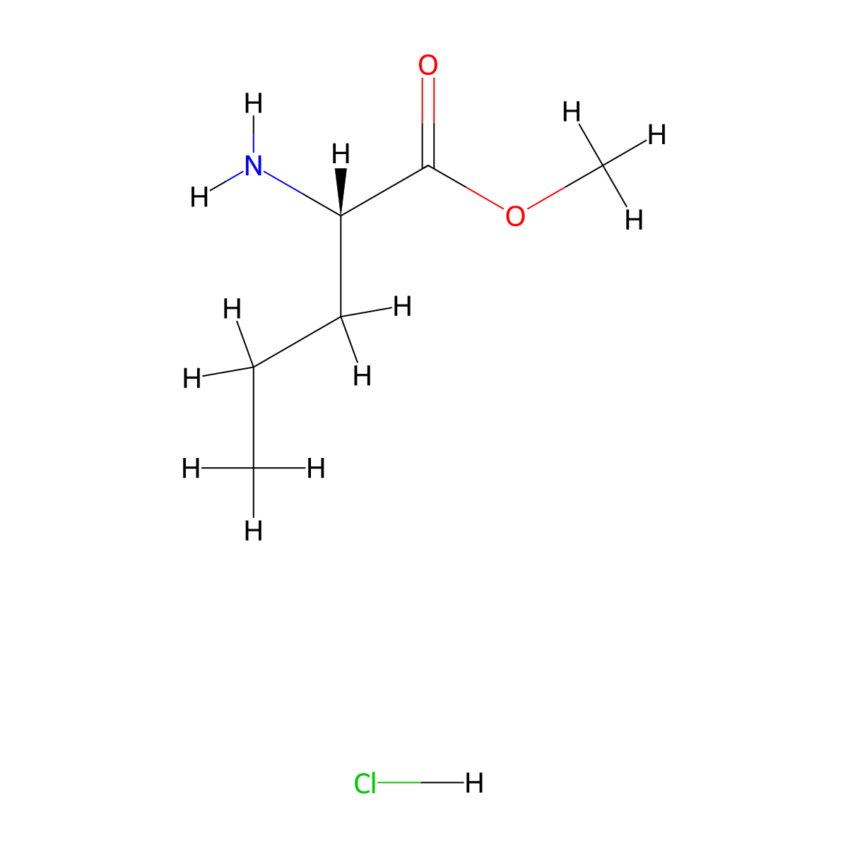 methyl (2S)-2-aminopentanoate hydrochloride molecular structure, CAS 56558-30-6