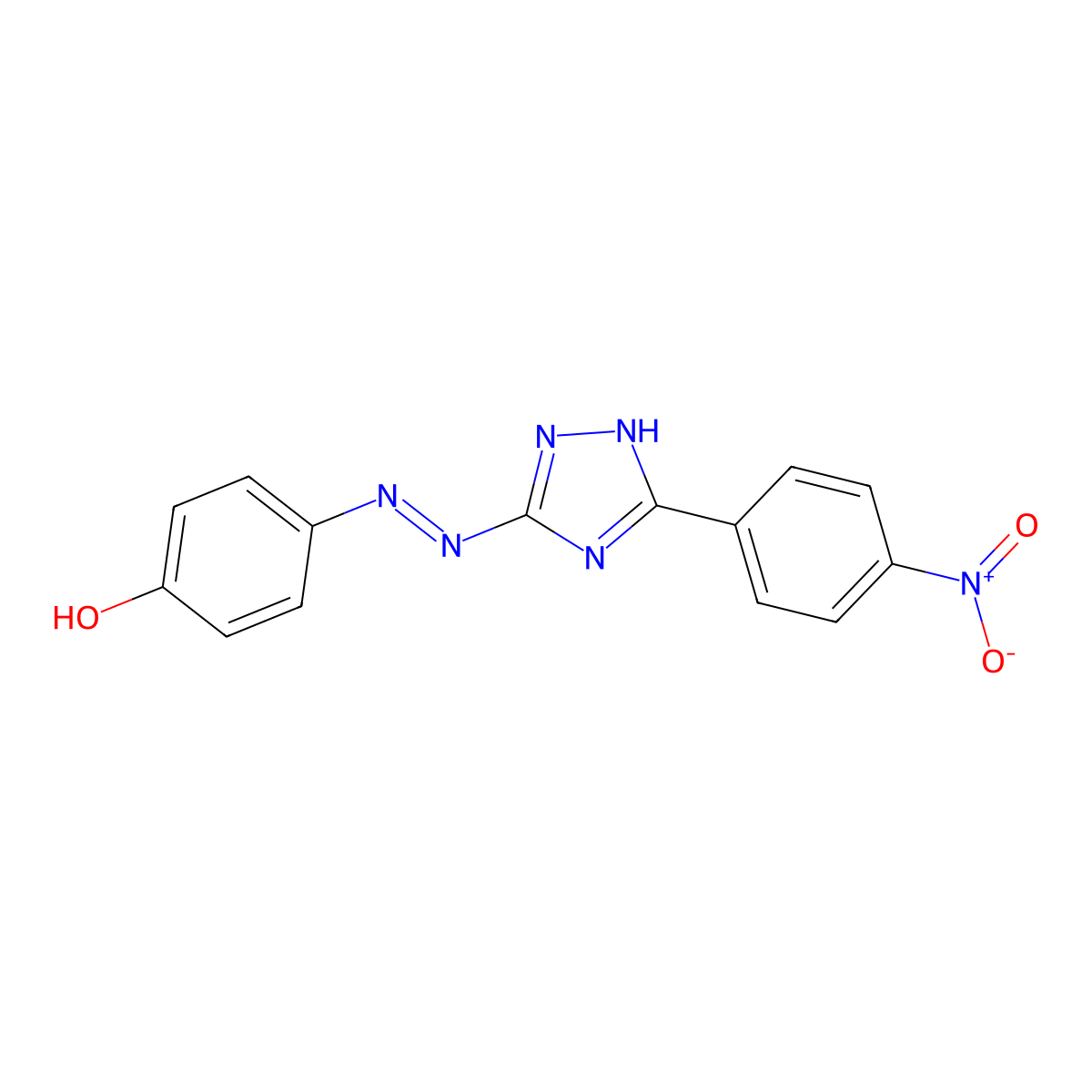 4-{[5-(4-nitrophenyl)-1H-1,2,4-triazol-3-yl]diazenyl}phenol molecular structure, CAS 5657-02-3