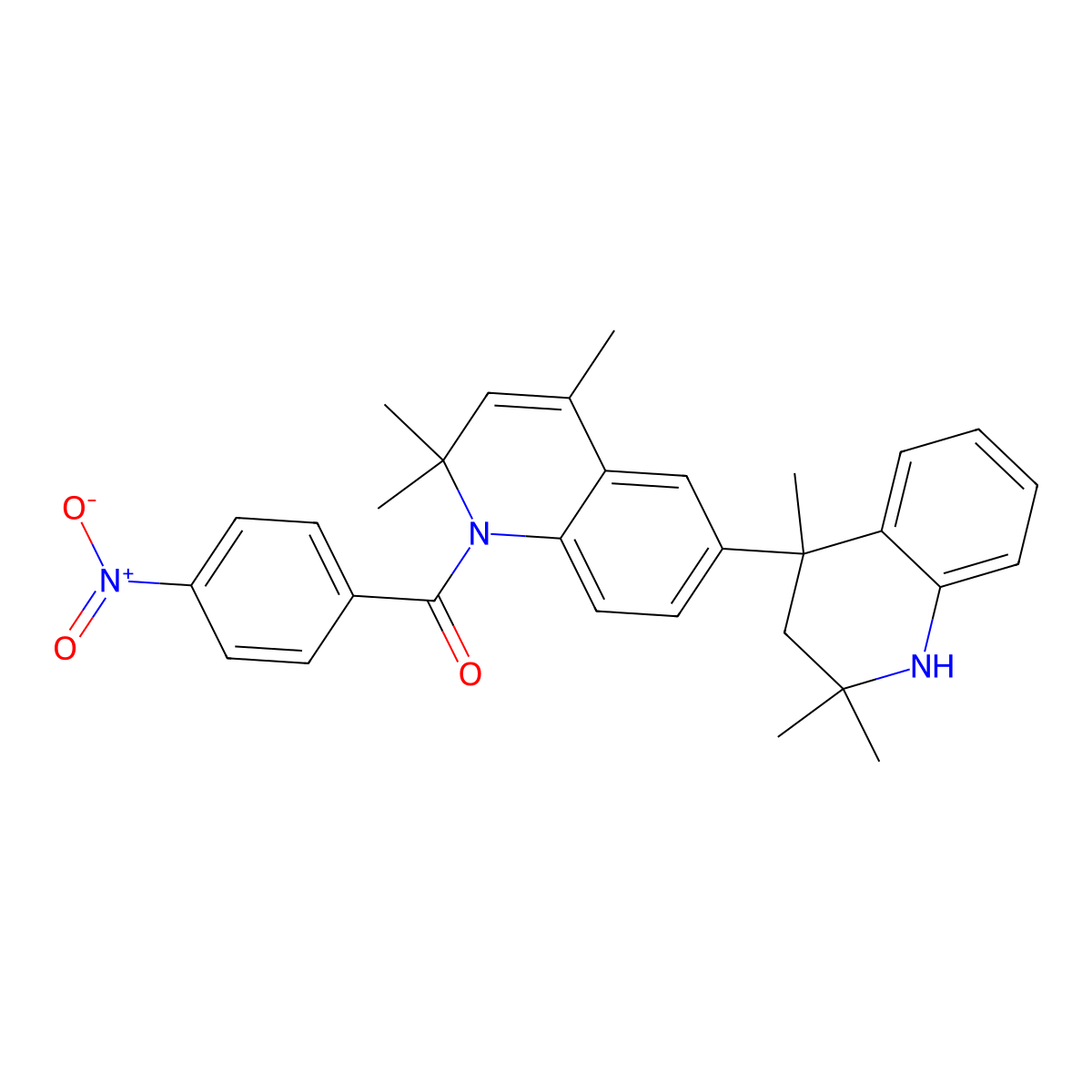 (4-Nitrophenyl)-[2,2,4-trimethyl-6-(2,2,4-trimethyl-1,3-dihydroquinolin-4-yl)quinolin-1-yl]methanone molecular structure, CAS 5658-03-7