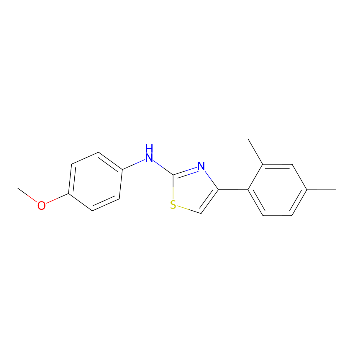 4-(2,4-dimethylphenyl)-N-(4-methoxyphenyl)-1,3-thiazol-2-amine molecular structure, CAS 5658-31-1