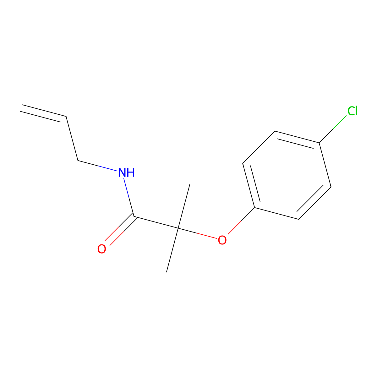 N-allyl-2-(4-chlorophenoxy)-2-methylpropanamide molecular structure, CAS 5658-73-1