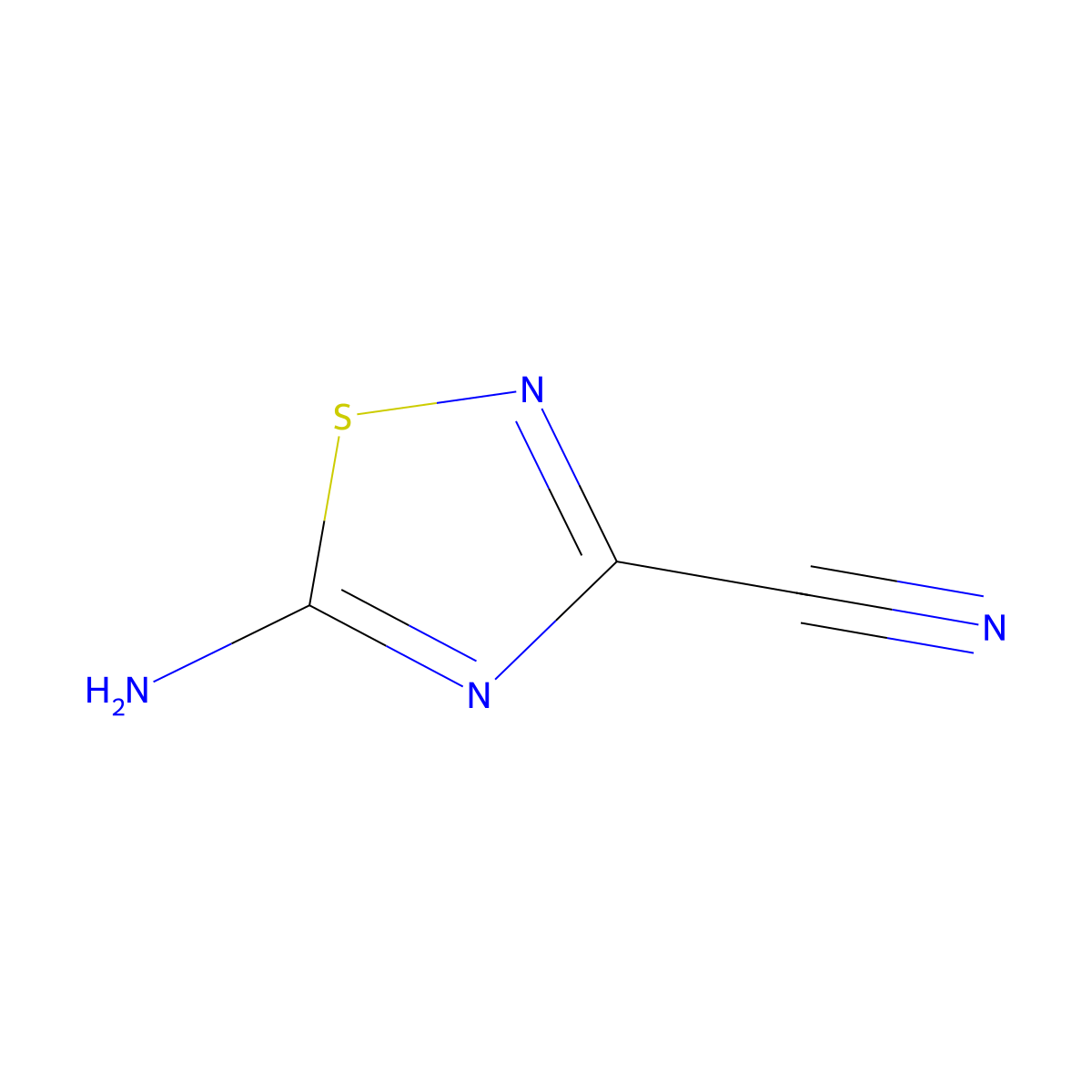 5-Amino-1,2,4-thiadiazole-3-carbonitrile molecular structure, CAS 56584-68-0
