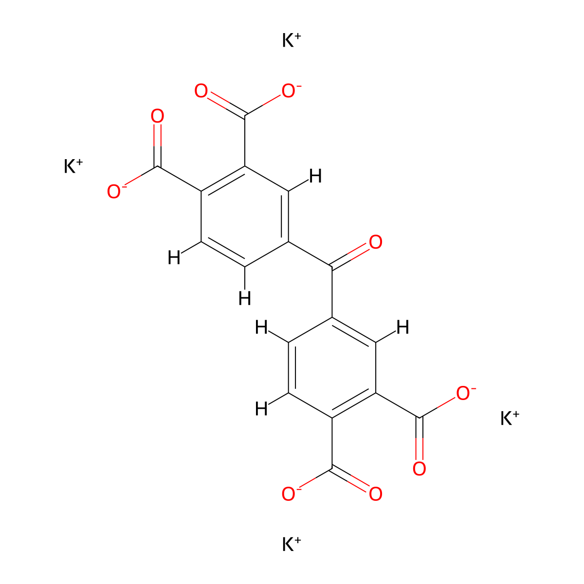 1,2-Benzenedicarboxylic acid, 4,4'-carbonylbis-, potassium salt (1:4) molecular structure, CAS 56585-48-9