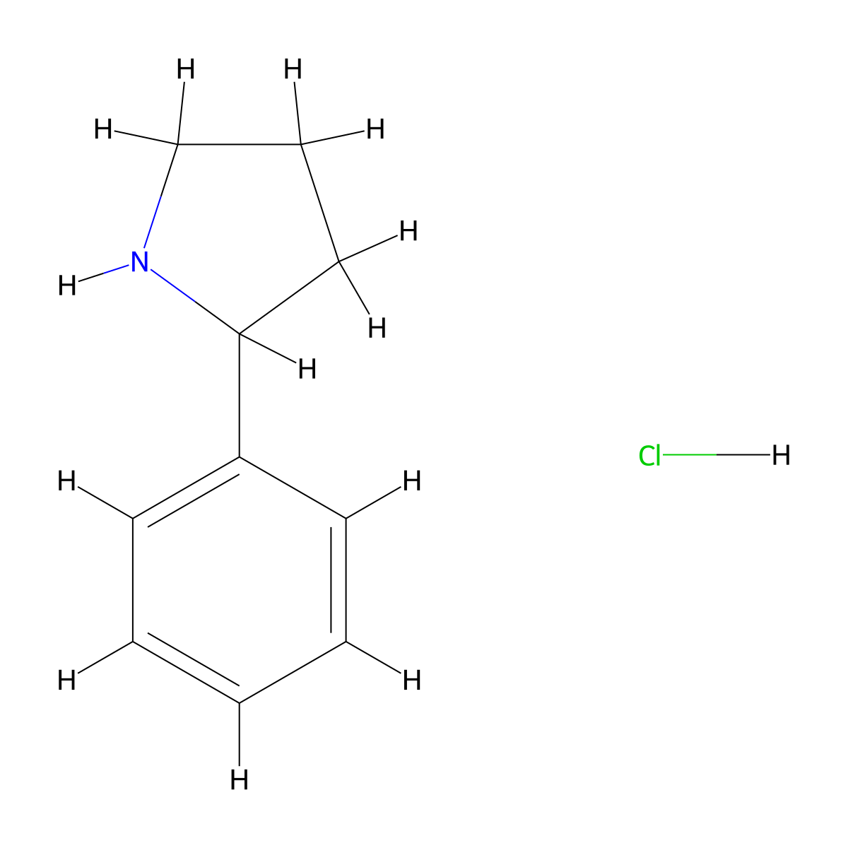2-Phenylpyrrolidine hydrochloride molecular structure, CAS 56586-12-0