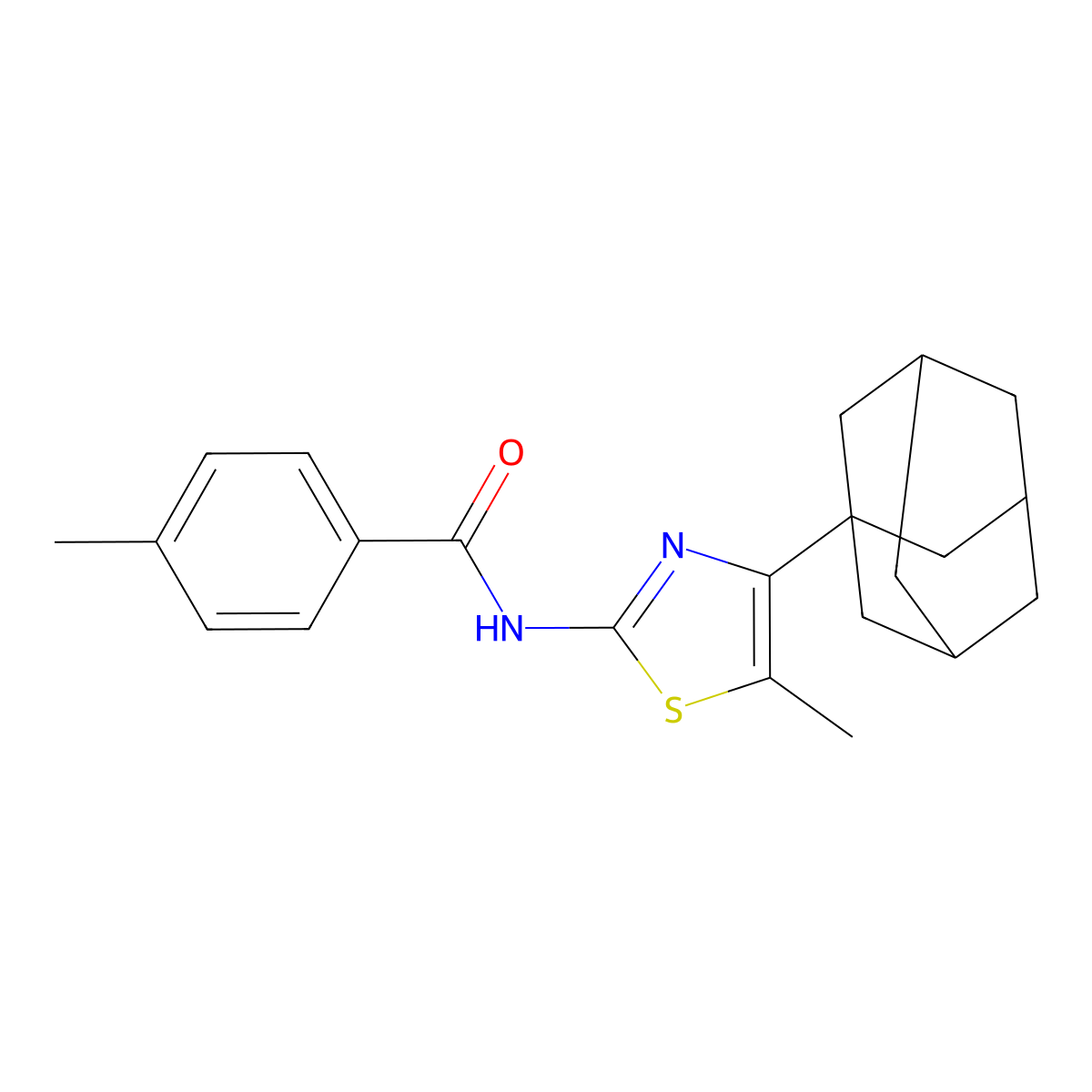 N-[4-(1-adamantyl)-5-methyl-1,3-thiazol-2-yl]-4-methylbenzamide molecular structure, CAS 5659-90-5