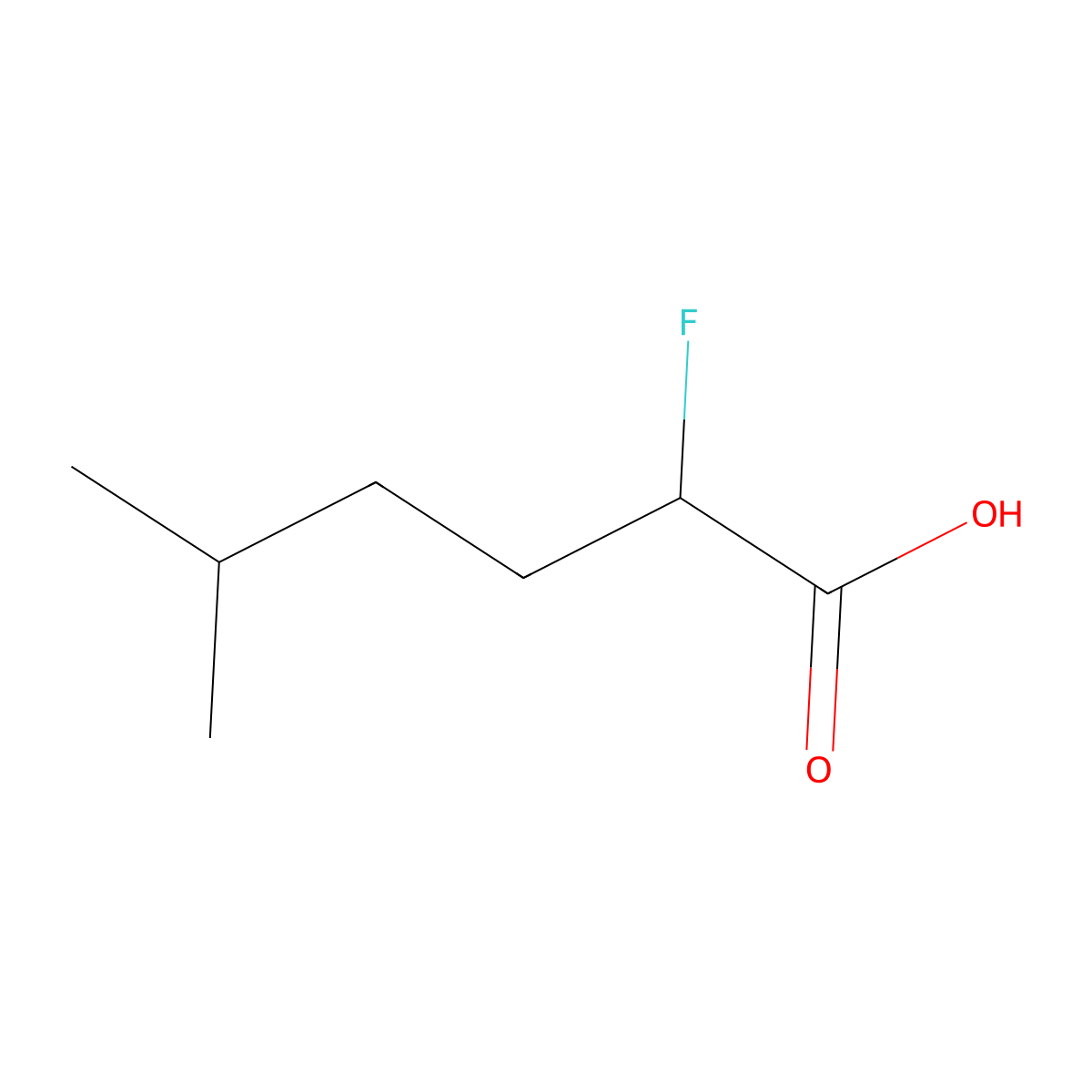 2-Fluoro-5-methylhexanoic acid molecular structure, CAS 5659-99-4