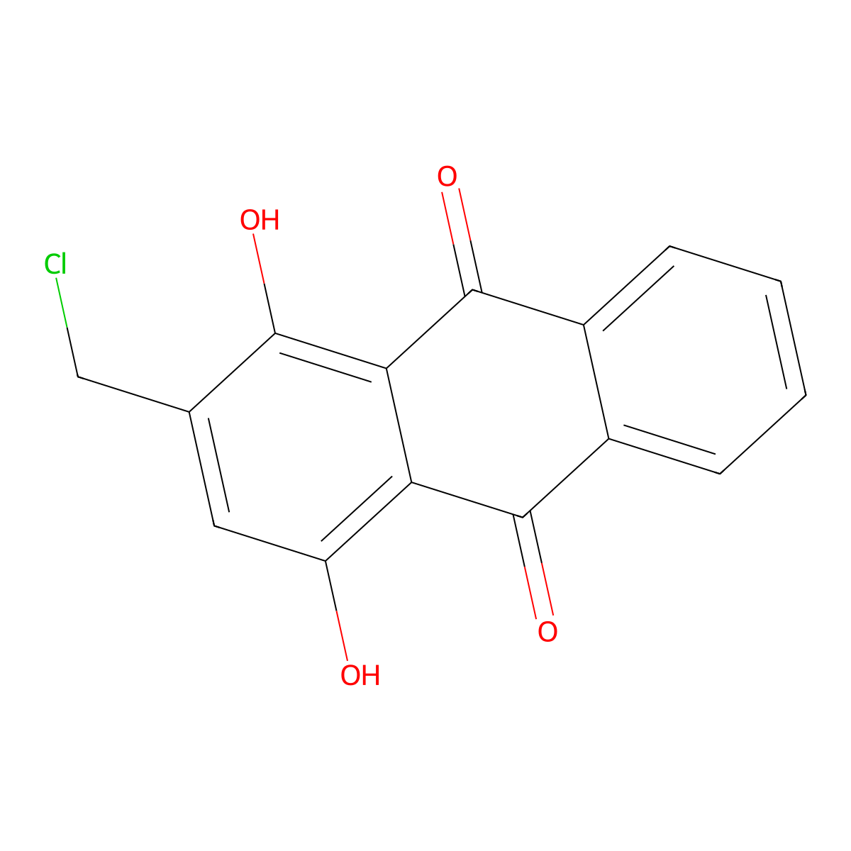 9,10-Anthracenedione, 2-(chloromethyl)-1,4-dihydroxy- molecular structure, CAS 56594-53-7