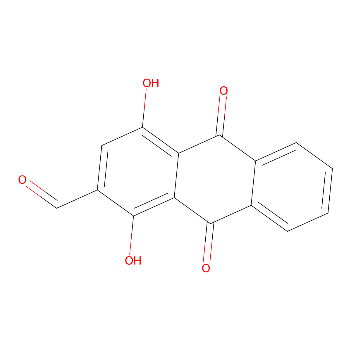 2-Anthracenecarboxaldehyde, 9,10-dihydro-1,4-dihydroxy-9,10-dioxo- molecular structure, CAS 56594-55-9