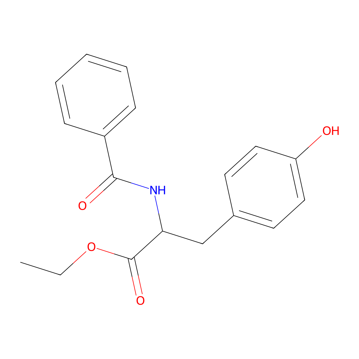 Ethyl 2-benzamido-3-(4-hydroxyphenyl)propanoate molecular structure, CAS 56598-65-3