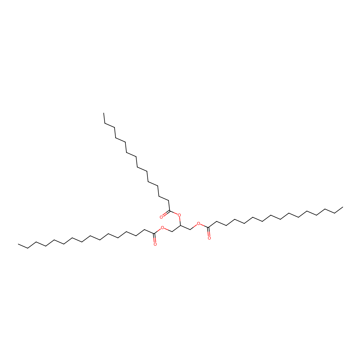 (3-Hexadecanoyloxy-2-tetradecanoyloxypropyl) hexadecanoate molecular structure, CAS 56599-89-4