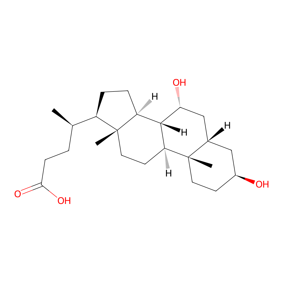 (3beta,5beta,7alpha)-3,7-Dihydroxycholan-24-oic acid molecular structure, CAS 566-24-5