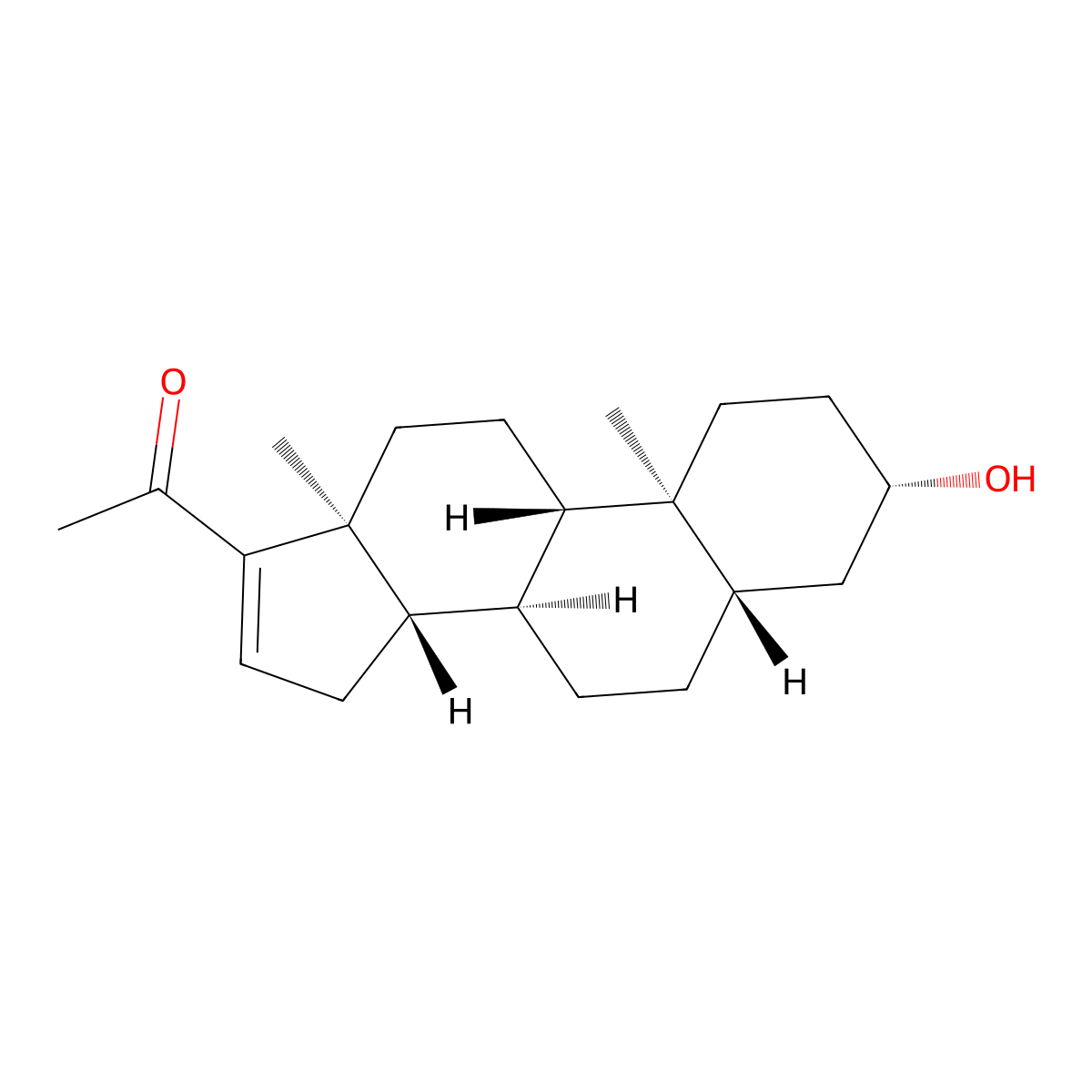 (3beta,5alpha)-3-Hydroxypregn-16-en-20-one molecular structure, CAS 566-61-0