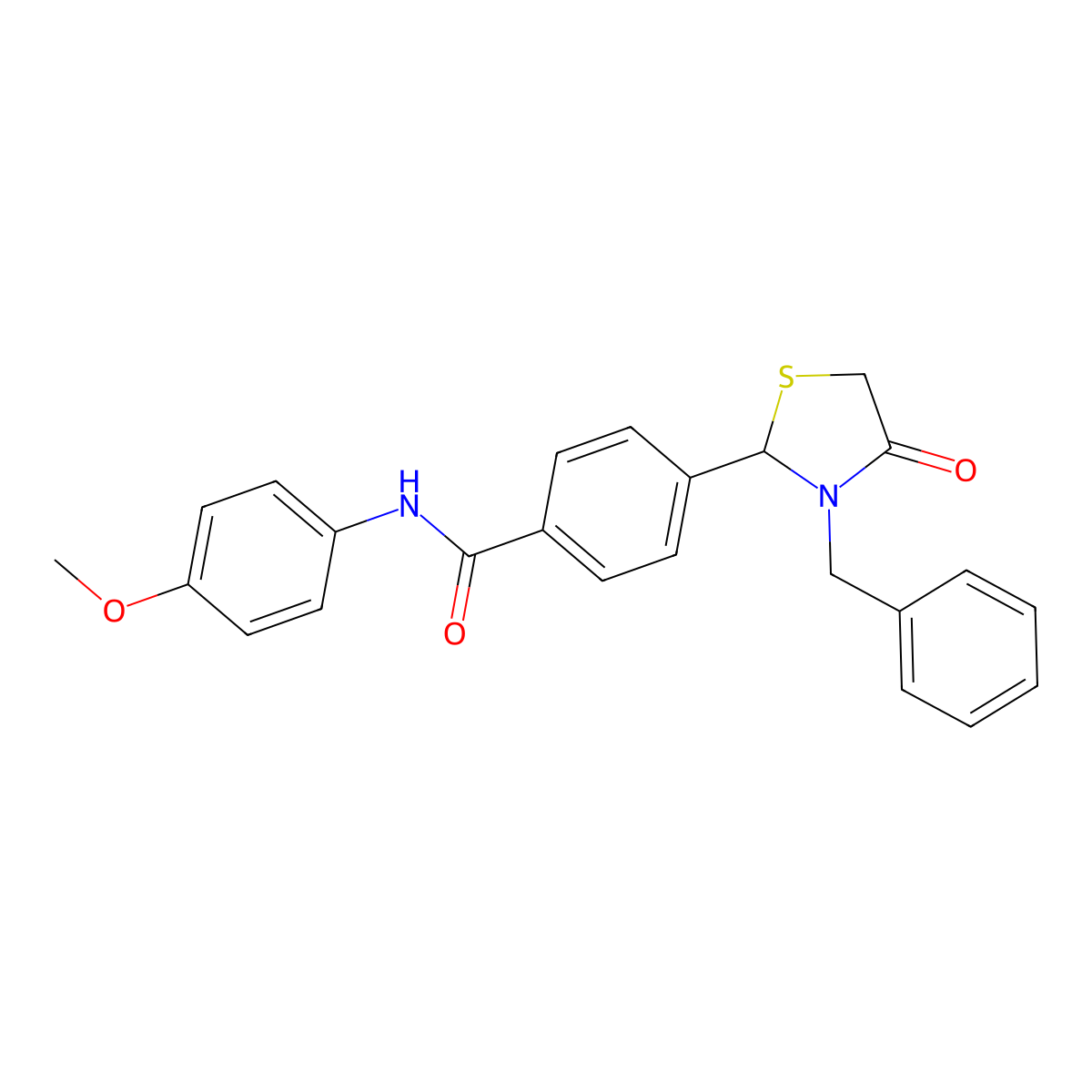 4-(3-benzyl-4-oxo-1,3-thiazolidin-2-yl)-N-(4-methoxyphenyl)benzamide molecular structure, CAS 5660-00-4