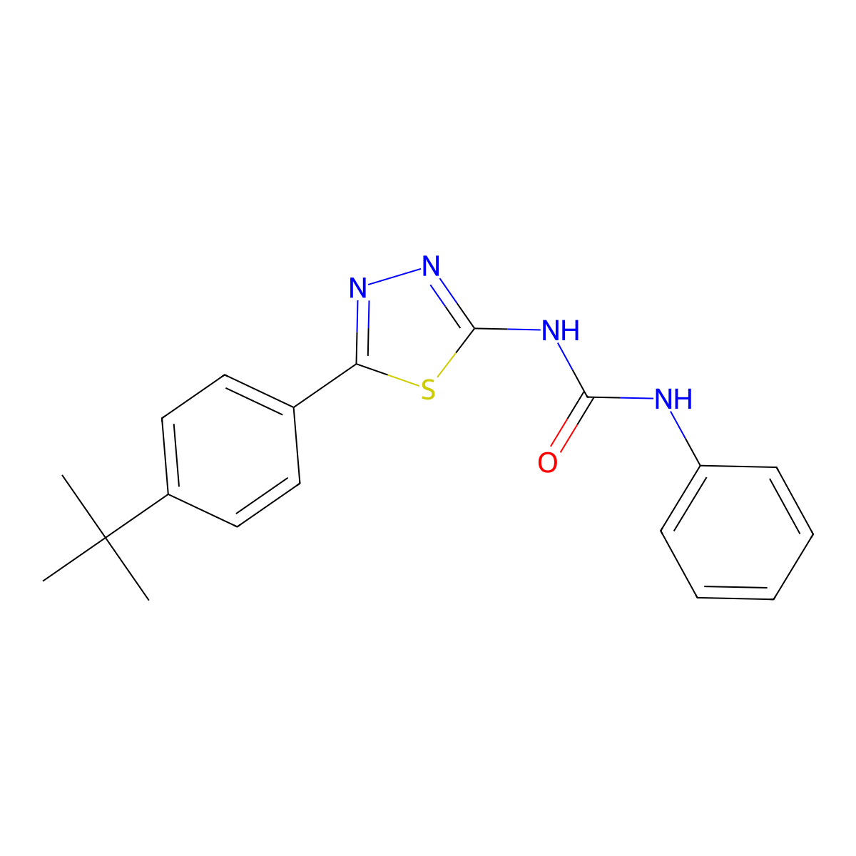 1-[5-(4-Tert-butylphenyl)-1,3,4-thiadiazol-2-yl]-3-phenylurea molecular structure, CAS 5660-15-1