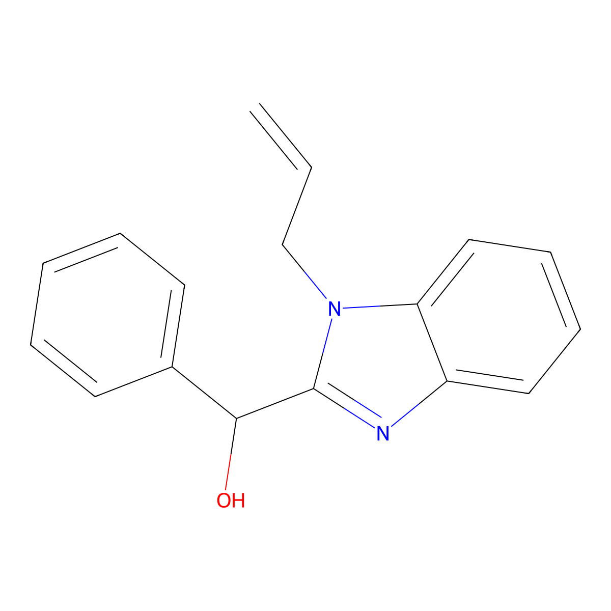 (1-Allyl-1H-benzoimidazol-2-yl)-phenyl-methanol molecular structure, CAS 5660-43-5