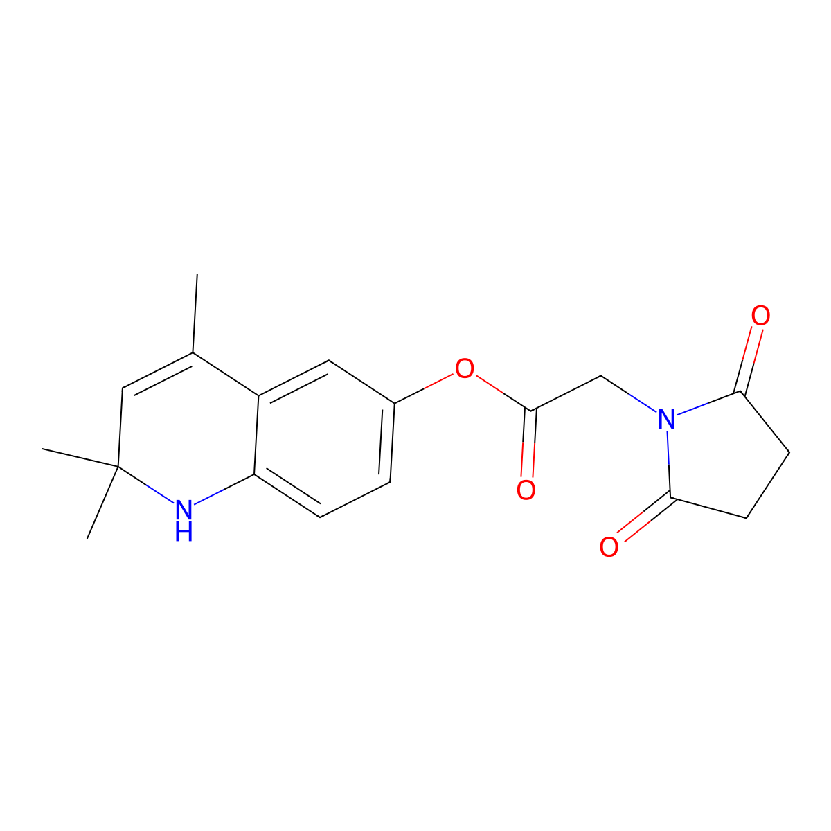 (2,2,4-trimethyl-1H-quinolin-6-yl) 2-(2,5-dioxopyrrolidin-1-yl)acetate molecular structure, CAS 5660-49-1