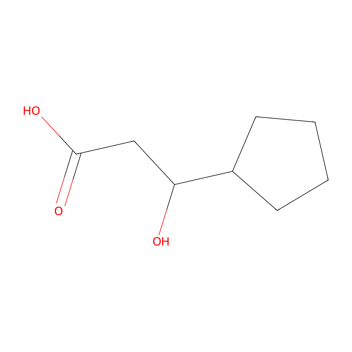 3-Cyclopentyl-3-hydroxypropanoic acid molecular structure, CAS 5660-76-4