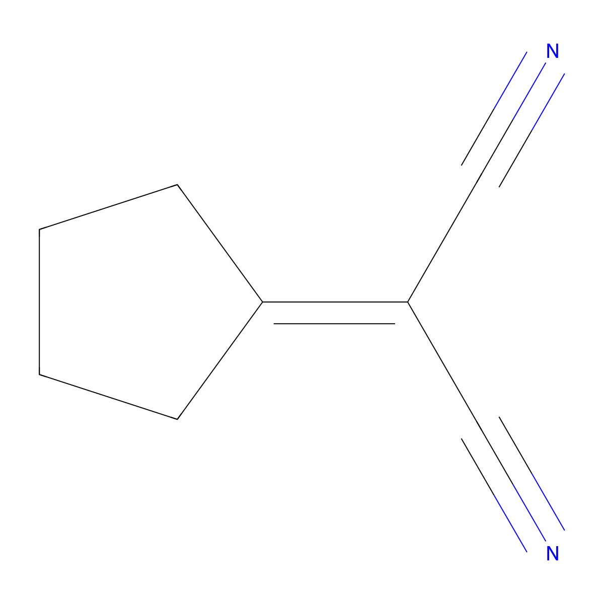 Cyclopentylidenemalononitrile molecular structure, CAS 5660-83-3