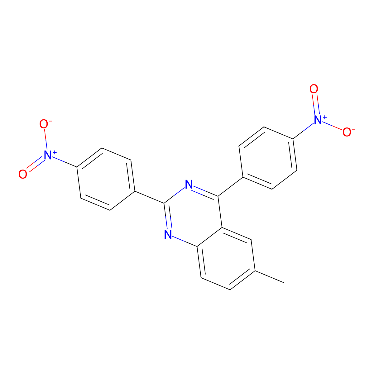 6-Methyl-2,4-bis(4-nitrophenyl)quinazoline molecular structure, CAS 5660-98-0